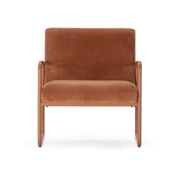 Terakotas oranžs atpūtas krēsls no šenila auduma Vince – MOME-image-2