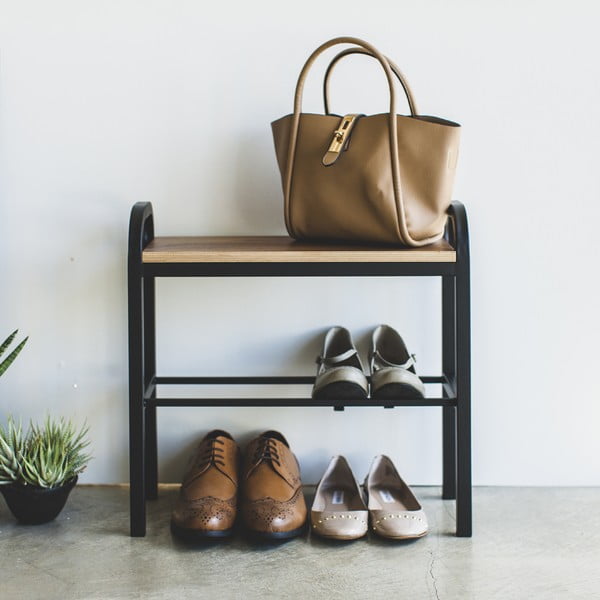 Melns/dabīga toņa metāla apavu plaukts Tower – YAMAZAKI-image-1