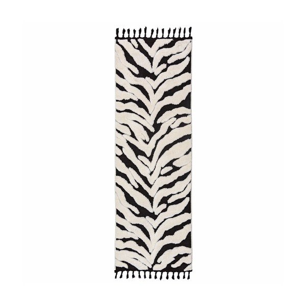 Melnbalts celiņa paklājs 80x300 cm Esra Zebra – Flair Rugs