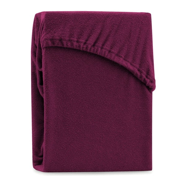 AmeliaHome Ruby Siesta tumši bordo krāsas elastīga pārklājiņš divguļamai gultai, 200/220 x 200 cm