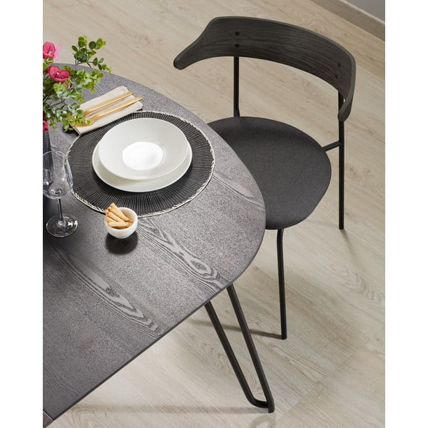 Izvelkams ēdamgalds ar oškoka imitācijas galda virsmu 90x140 cm Norfort – Kave Home-image-1