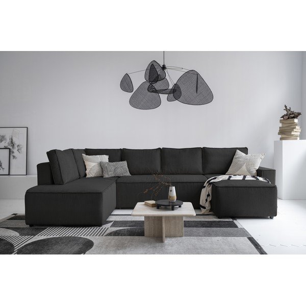 Antracīta pelēks velveta salokāms stūra dīvāns (ar kreiso stūri/U veida) Brave Dave – Miuform-image-3