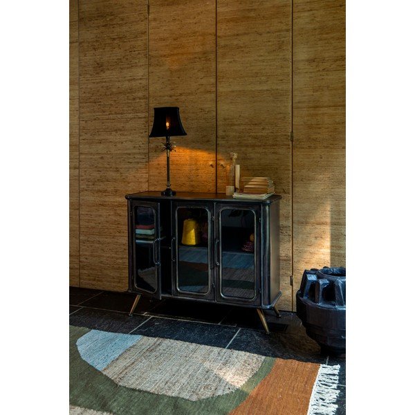 Melna metāla vitrīna 100x80x37 cm Denza – Dutchbone-image-1