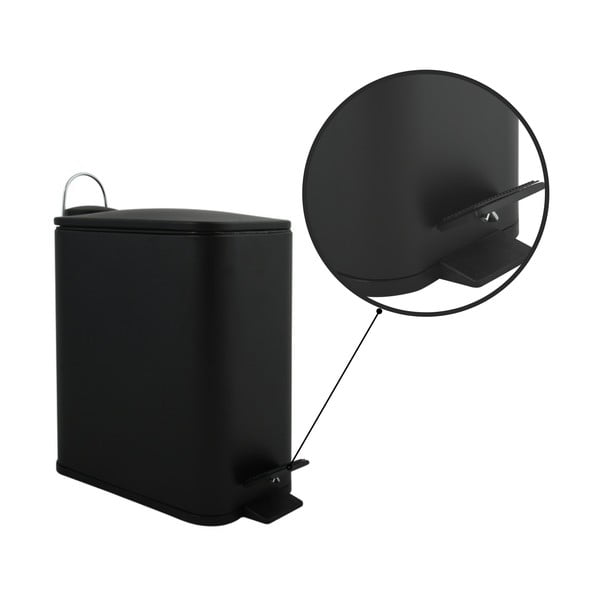 Matēti melna tērauda atkritumu tvertne ar pedāli 5 l   Erik – Spirella-image-2