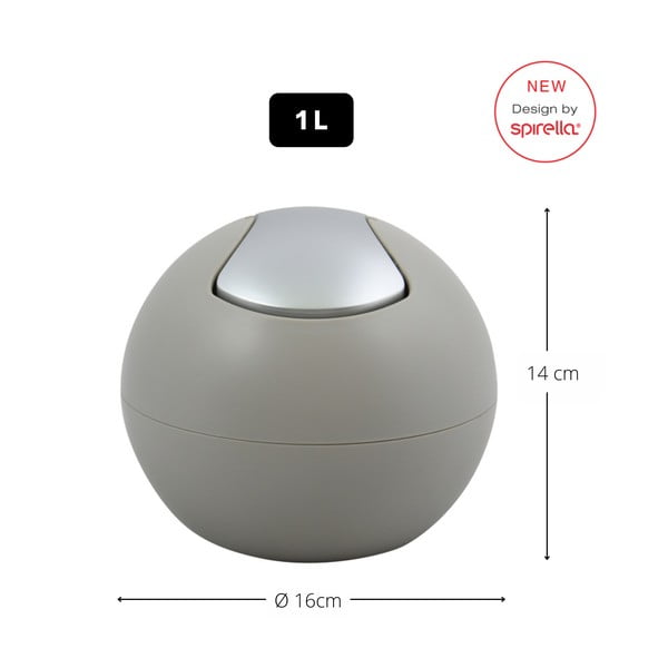 Pelēkbrūna plastmasas atkritumu tvertne 1 l   Bowl Matt – Spirella-image-2