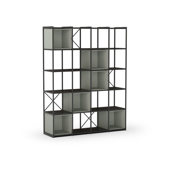 Zaļš/melns grāmatplaukts 140x179 cm Anya – Marckeric-image-3