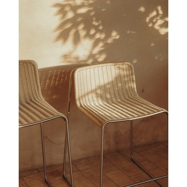Bēšs metāla dārza bāra krēsls Tavari – Kave Home-image-1
