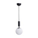 Balta/melna piekaramā lampa ar stikla abažūru ø 15 cm Hector – Squid Lighting