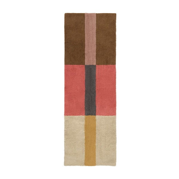 Ar rokām darināts vilnas celiņa paklājs 80x230 cm Chroma Spiced Coral – Lorena Canals