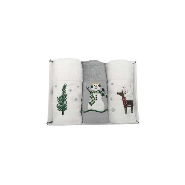 3 kokvilnas dvieļu komplekts ar Ziemassvētku motīvu Armada Merry, 45 x 70 cm