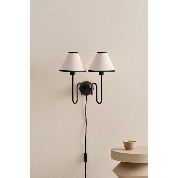Melna/bēša lina sienas lampa ar vadu Juliet – Jotex-image-2