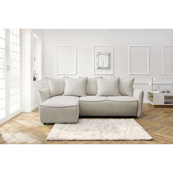 Krēmkrāsas salokāms stūra dīvāns (ar kreiso stūri) Leon – Bobochic Paris-image-1