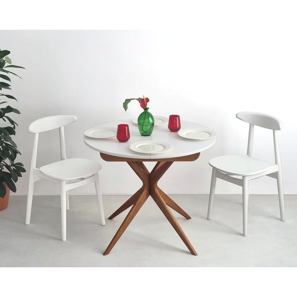 Apaļš izvelkams ēdamgalds ar papildu galda virsmu ø 90 cm Jubi – Ragaba-image-3