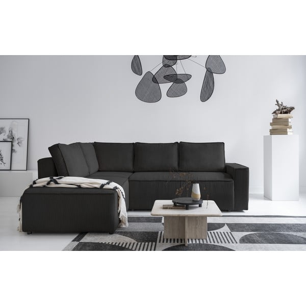 Antracīta pelēks velveta salokāms stūra dīvāns (ar kreiso stūri) Brave Dave – Miuform-image-1
