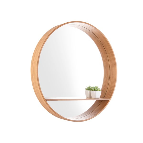 Sienas spogulis ar plauktu un koka rāmi ø 61 cm Sheer – PT LIVING-image-2