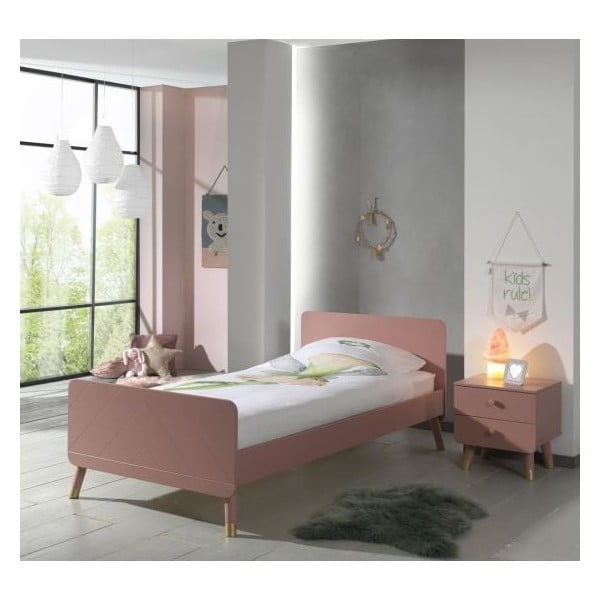 Rozā bērnu naktsskapītis no priedes koka Vipack Billy-image-1