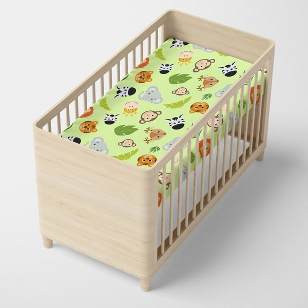 Zaļš kokvilnas palags ar gumiju bērniem Mr. Fox Wild, 60 x 120 cm-image-3