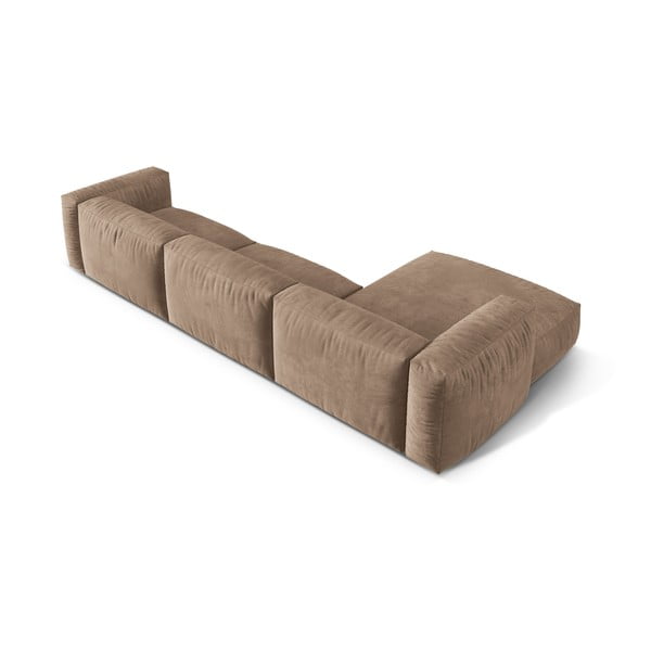 Gaiši brūns samta modulārais stūra dīvāns (ar kreiso stūri/ar zvilni) Martina – Micadoni -image-3