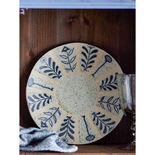 Gaiši zils/krēmkrāsas māla šķīvis ø 21 cm Leonie – Bloomingville-image-2