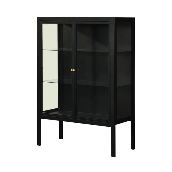 Melna divdurvju vitrīna Støraa Alva, augstums 140 cm-image-2
