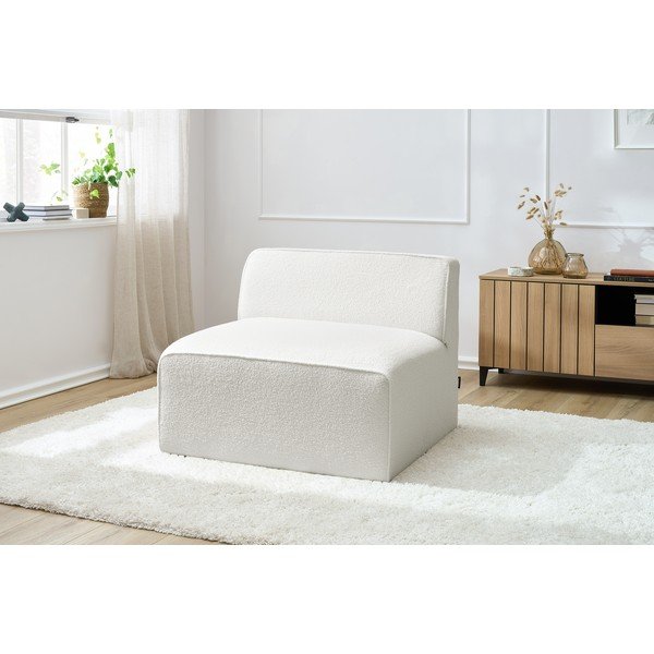 Balta (vidējā moduļa) modulārā dīvāna daļa no buklē auduma Megeve – Bobochic Paris-image-1