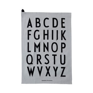 Pelēks kokvilnas dvielis Design Letters Alphabet, 40 x 60 cm