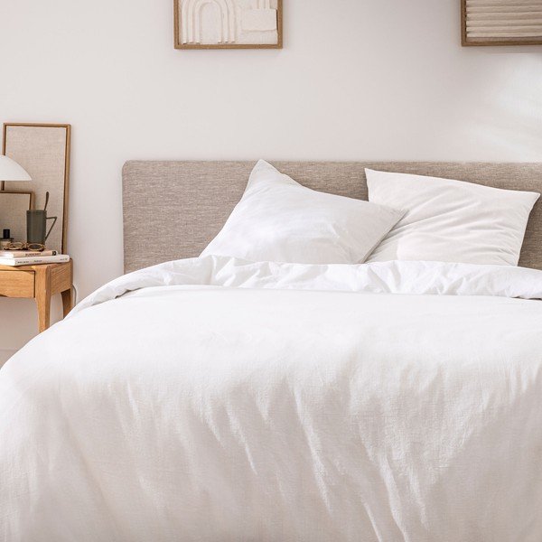 Balta divguļamā/īpaši gara trīsdaļīga kokvilnas gultas veļa 240x220 cm Meline – douceur d'intérieur-image-1