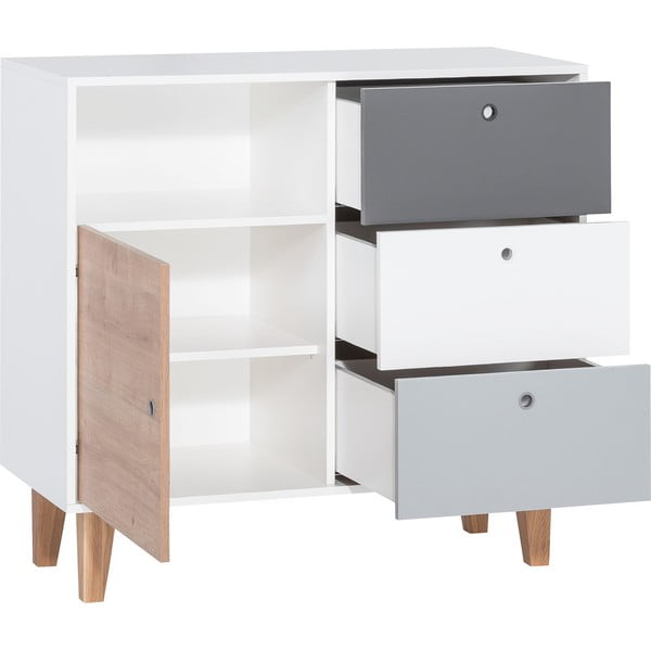 Balta un pelēka kumode ar dzeltenām detaļām Vox Concept-image-2