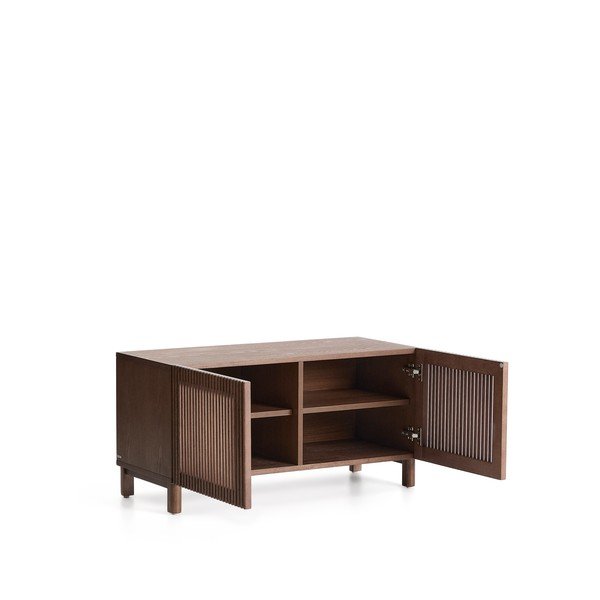 Tumši brūns apavu plaukts ar oškoka imitāciju 98x50x43 cm Beyla – Kave Home-image-3