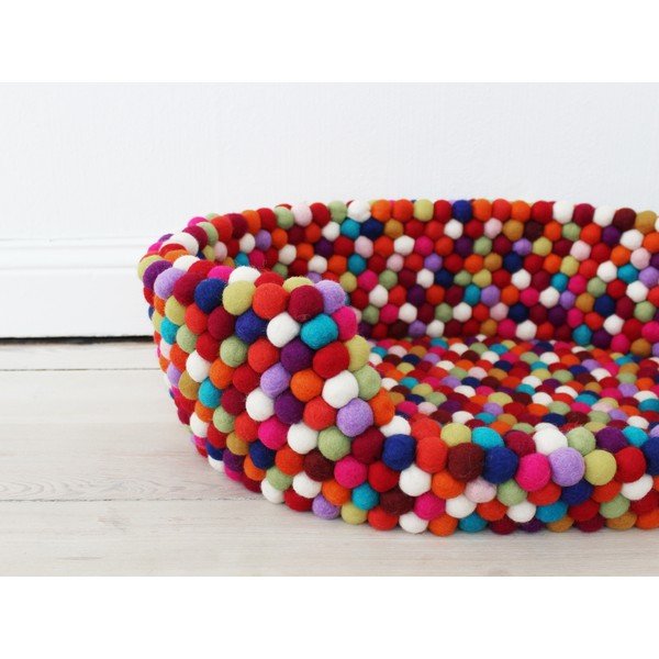 Tumši sarkana vilnas bumbiņu gulta mājdzīvniekiem Wooldot Ball Pet Basket, 40 x 30 cm-image-1