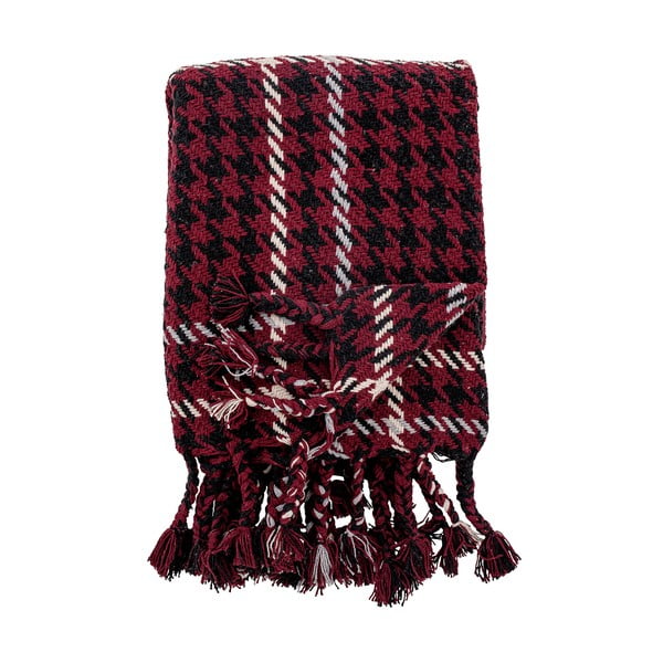 Sarkans Ziemassvētku pleds ar kokvilnu Bloomingville Rivel, 150 x 130 cm-image-2