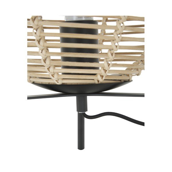Melna galda lampa ar rotangpalmas abažūru Westwing Collection Wasa, augstums 38 cm-image-3