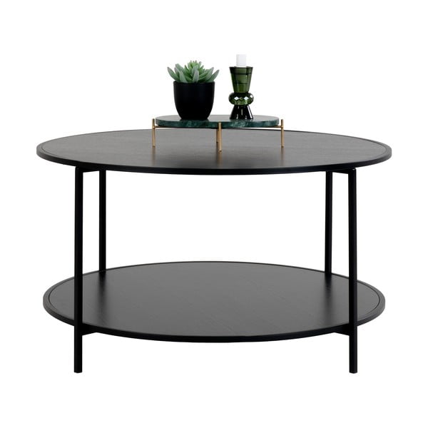 Melns apaļš žurnālgaldiņš ar melnu galda virsmu ø 80 cm Vita – House Nordic-image-2