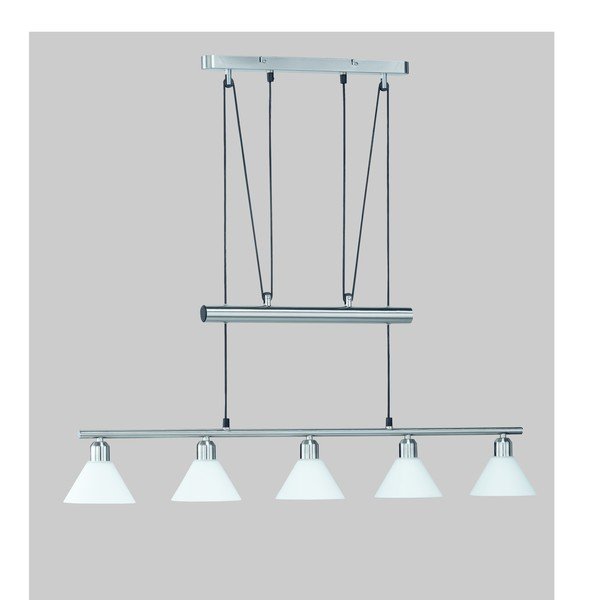 Sudraba krāsas piekaramā lampa ar stikla abažūru Stamina – Trio-image-1