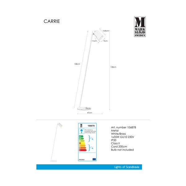 Balta brīvi stāvoša lampa Markslöjd Carrie-image-2