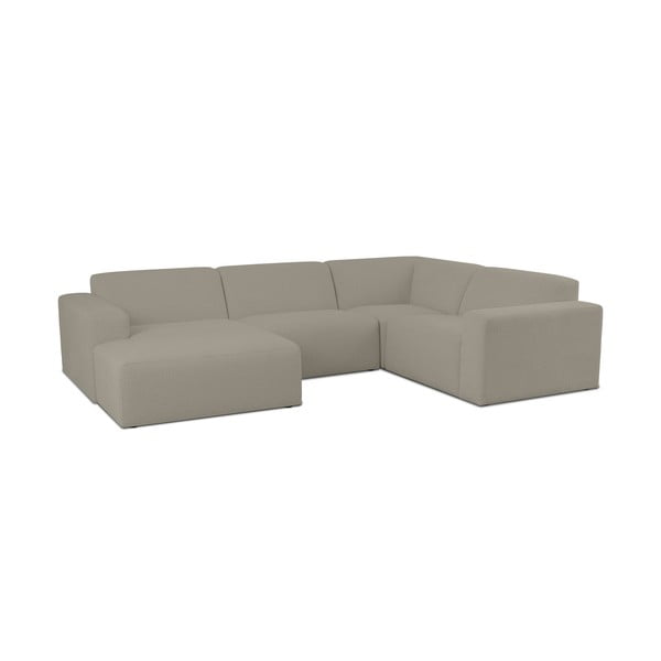 Gaiši brūns stūra dīvāns no buklē auduma (U veida) Roxy – Scandic-image-1