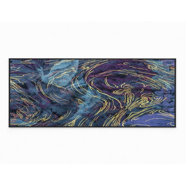 Tumši zils mazgājams paklājs 80x150 cm Swirls – Oyo Concept-image-2
