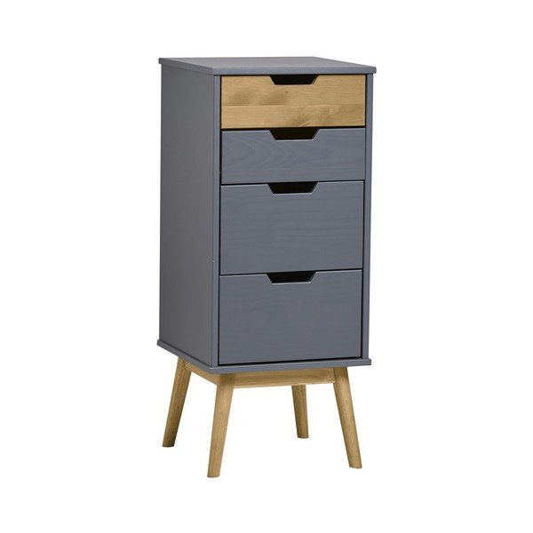 Pelēka priedes masīvkoka kumode Marckeric Baku, augstums 94 cm-image-1