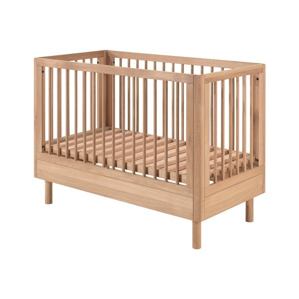 Dabīga toņa ozola masīvkoka bērnu gultiņa ar regulējamu augstumu 60x120 cm Forrest – Vipack-image-4