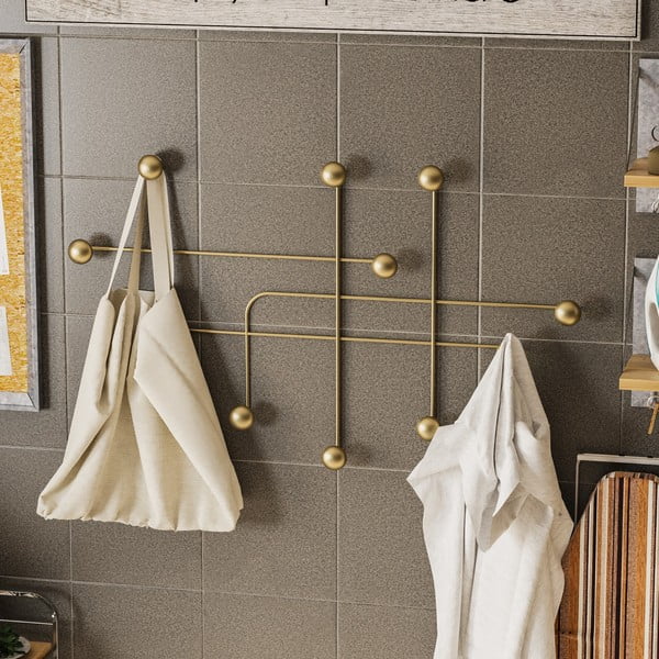 Zelta krāsas metāla sienas pakaramais Dama – Kalune Design-image-3