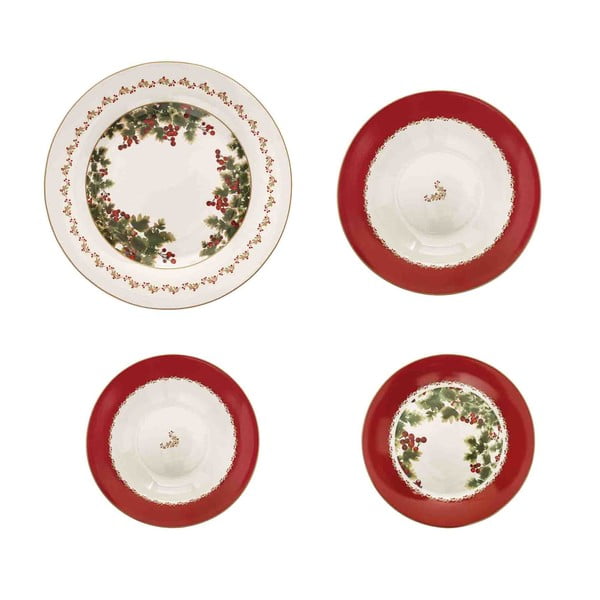 18 daļīgs porcelāna trauku komplekts ar Ziemassvētku motīvu Brandani Le Bacche