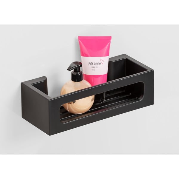 Melns plastmasas pašlīmējošs vannas istabas plaukts Bralia – Wenko-image-1