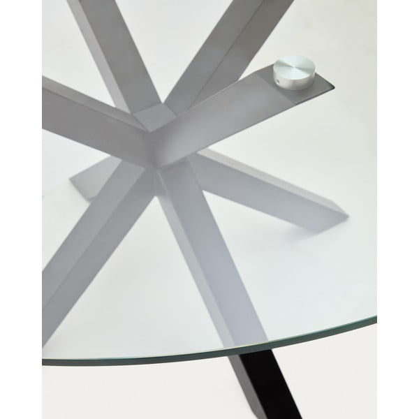 Melns apaļš ēdamgalds ar stikla galda virsmu ø 150 cm Argo – Kave Home-image-3