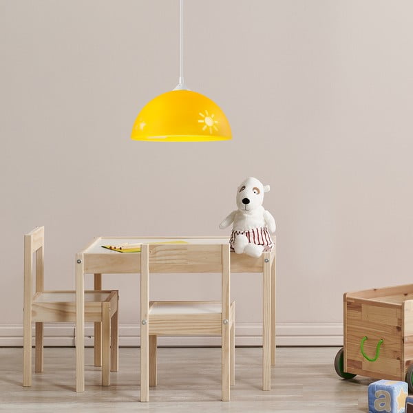 Okera dzeltena bērnu lampa ar stikla abažūru ø 30 cm Day & Night – LAMKUR-image-2