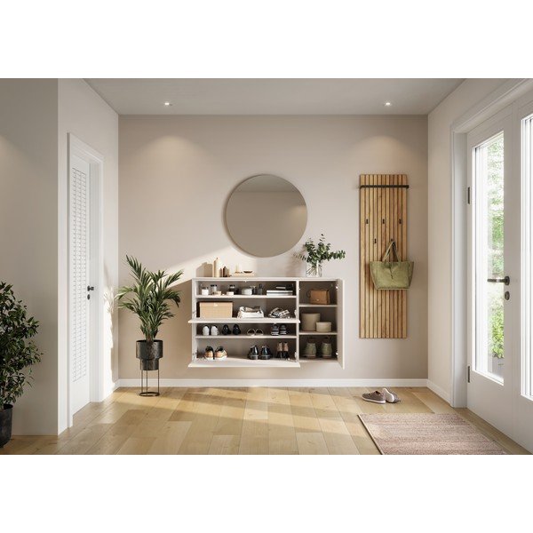 Krēmkrāsas piekarināms apavu plaukts 137x78x41 cm – Germania-image-1