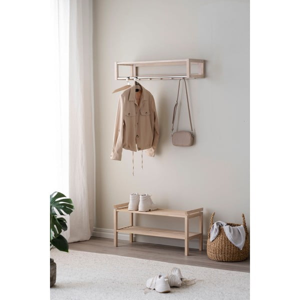 Dabīga toņa ozola masīvkoka apavu plaukts Confetti – Rowico-image-3