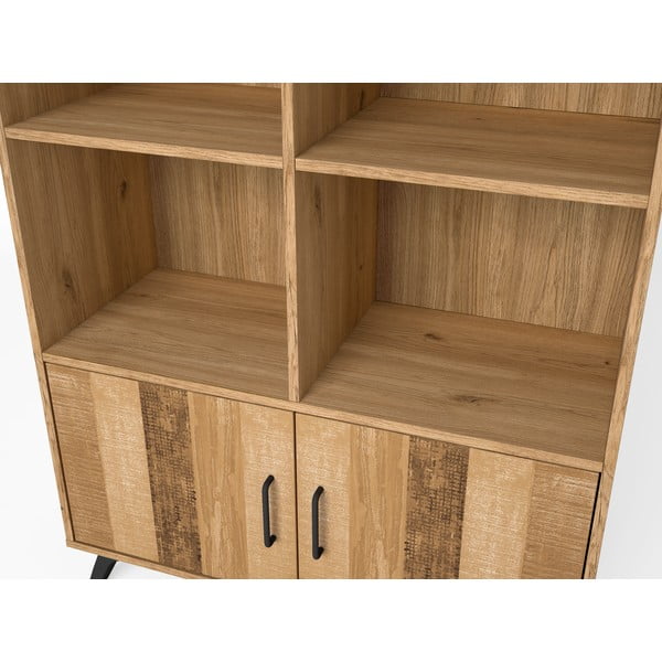 Dabīga toņa grāmatu plaukts ar ozolkoka imitāciju 92x160 cm Nordic – Marckeric-image-1