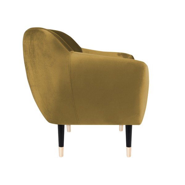 Sinepju dzeltens atpūtas krēsls ar melnām kājām Mazzini Sofas Amelie-image-3