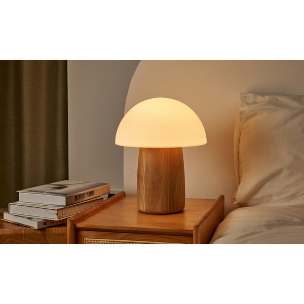 Dabīga toņa dimmējama galda lampa ar stikla abažūru (augstums 32 cm) Alice – Gingko-image-2