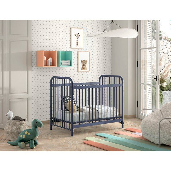 Zila metāla bērnu gultiņa 60x120 cm BRONXX – Vipack-image-1